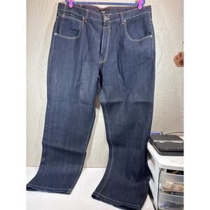 Lot 29 Jeans Mens 42x34 Y2K Loose Fit Blue Denim Baggy Embroidery Skater Crosses